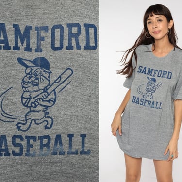 Samford Baseball Shirt 90s University T Shirt Birmingham Alabama TShirt College Bulldog Graphic Tee Grey Retro Vintage 1990s Extra Large XL 