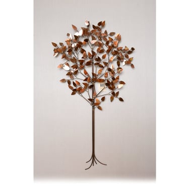 Curtis Jere Copper and Brass Brazed Metal Wall Mounting Tree Sculpture 