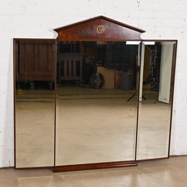 Ethan Allen Neoclassical Cherry Wood Tri-Fold Mirror