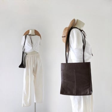 oxblood leather shoulder bag - vintage 90s y2k dark maroon womens handbag purse tote minimal 