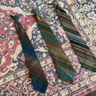 Lot of 3 vintage 1950’s boy’s neck ties | striped rayon necktie, clip on mid century ties for costume or textile design inspo 