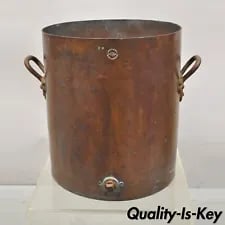 Antique L. Barth & Sons Large Copper Cooking Pot with Twin Handles and Spout