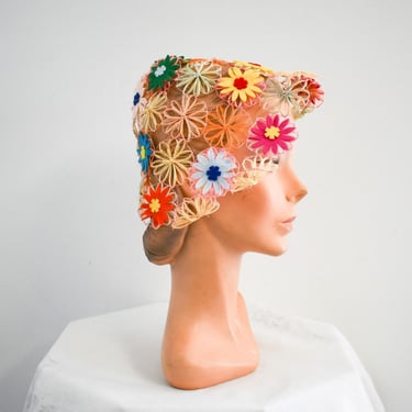 1960s Raffia and Felt Flower Hat 