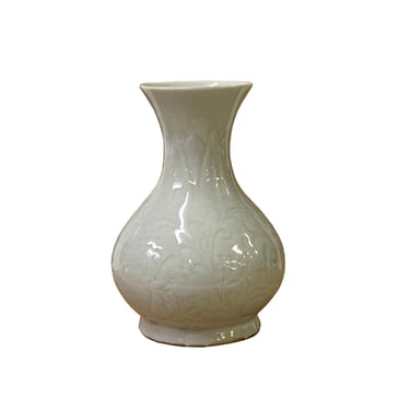 Chinese Ceramic Light White Pale Celadon Glaze Underlay Flower Vase ws3170E 