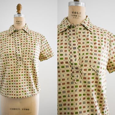 1950s/60s Printed Cotton Blouse 