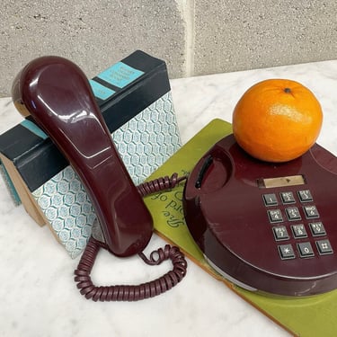 Vintage Telephone Retro 1980s Northern Telecom + #2020 + Round + Rendezvous + Push Button + Wine + Burgundy + Home and Office Decor 