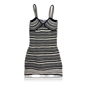 Striped Crochet Mini Dress Black and Ivory // Size Small // Zara 