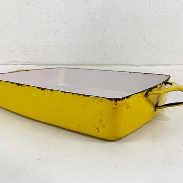 Vintage Dansk Kobenstyle IHQ Yellow Enamel Rectangular Baking Casserole Dish Roasting Pan Koben Danks France 10x13 Mid-Century Kitchen 1960s 