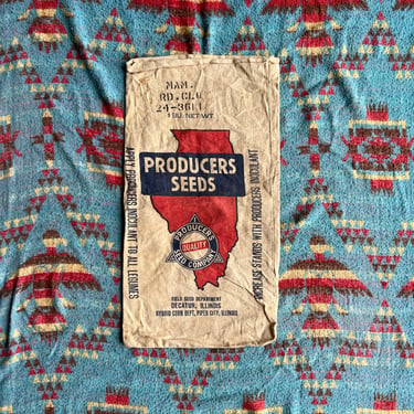 Vintage Illinois Producers Seeds Farmhouse Feedsack Decatur Il 