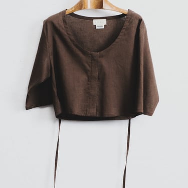Chocolate Linen Payesa Blouse