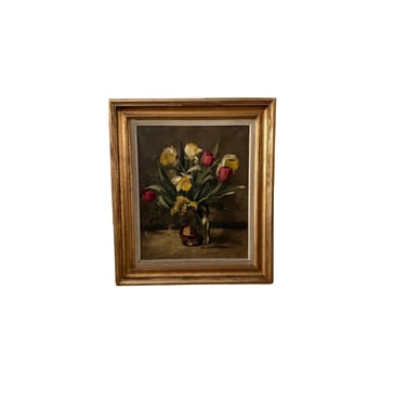 Vintage Tulip Painting, Framed 