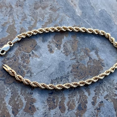 Vintage Solid 10k Yellow Gold 3mm Twisted Chain Bracelet 7 Inches 1.53 Grams 