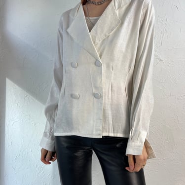 90s 'Origins' Shiny white Blouse / Small 