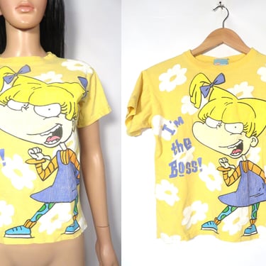 Vintage 90s Rugrats Angelica Im The Boss Tshirt Size Kids Large Or Adult XS/S 