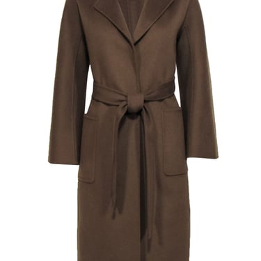 The Curated - Olive Wool & Cashmere Blend Belted Coat Sz XS