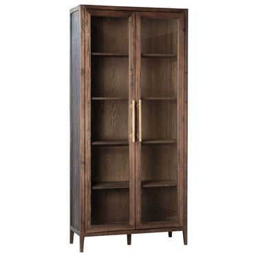 Natural Stained Dark Brown Tall Glass Cabinet from Terra Nova Designs Los Angeles 