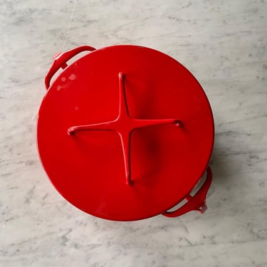 1960s Red Dansk Pot + Lid Vintage Danish Mid-Century Modern Casserole Scandinavian European Kitchen 