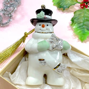 VINTAGE: Lenox Christmas Snowman Ornament - Lenox China - Holiday 