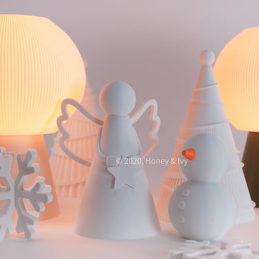 Winter Bliss Angel Decor - Honey & Ivy - Christmas Decoration - Simple Snowman - Modern Christmas Decor 