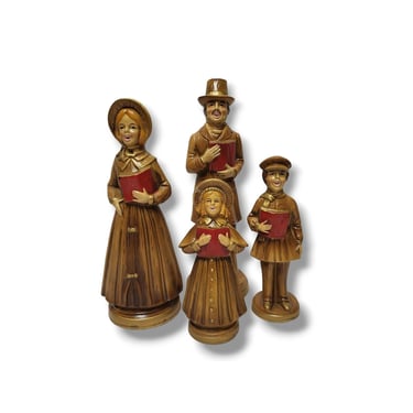 1970s Vintage Dickens Christmas Carolers, Family Singing Quartet, Hand-Painted Xmas Figurines, Homco, Japan, Vintage Holiday Decorations 