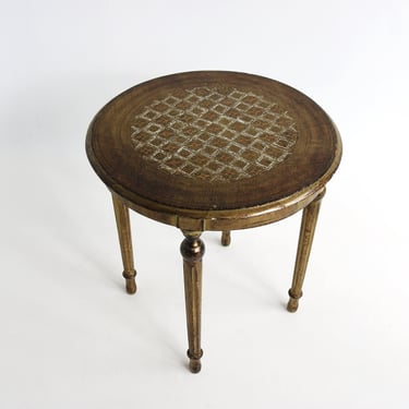 Gold Round Florentine Small Side Table Mid Century Gilt Wood End Table Italy Florence Handpainted Coffee Table Venetian Hollywood Regency 60 