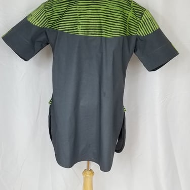 Men's African Batik Shirtop (Green) 