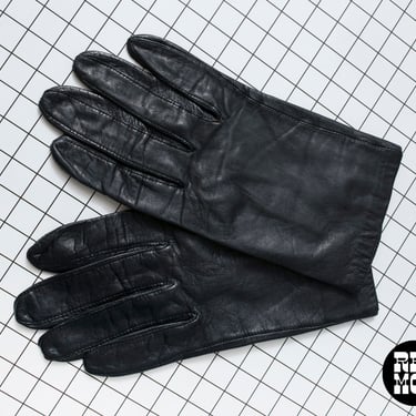 Chic Vintage 70s Black Leather Gloves 2 