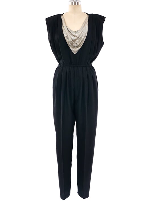 Chainmail Bib Accented Jumpsuit