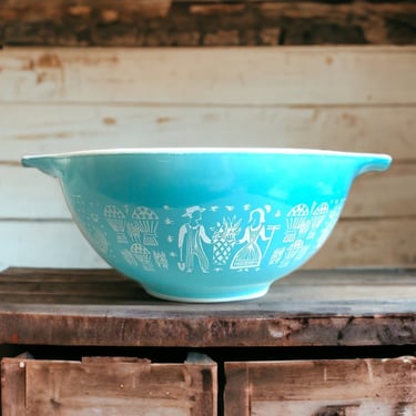 Vintage Pyrex Butterprint Amish Turquoise Cinderella Mixing Bowl 442 