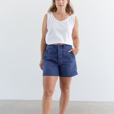 Vintage 30 Waist Blue Denim Shorts | Unisex French Workwear style | S029 