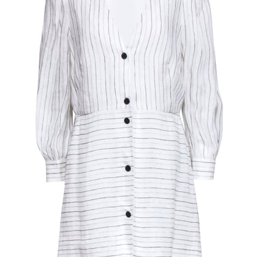 Sandro - Ivory & Metallic Stripe Button Front Dress Sz 10