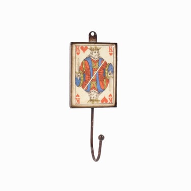 Vintage Ceramic Coat Hook Hanger Playing Card Face King of Hearts 