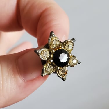 1950s Rhinestone and Jet Lapel Pin- Mid-century Jewelry - Vintage Accessories - Vintage Jewelry 