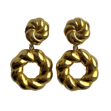 Vintage French Gold Swirl Clip On Earring