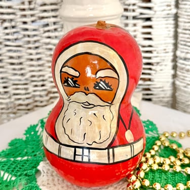 Santa Claus Gourd Art, Hand Painted, Folk Art, Christmas, Father Christmas, St Nicholas, Vintage 