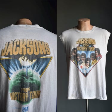 Vintage 1984 Jacksons Victory Tour Sleeveles Tshirt / Vintage Jacksons Doublesided Tour Tee / VIntage 1984 Pepsi Jacksons Tee Medium 