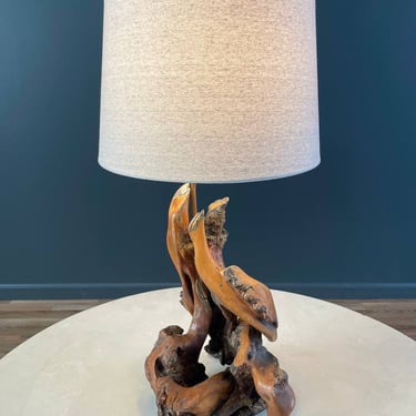 Vintage Farmhouse Live Edge Root Table Lamp, c.1960’s 