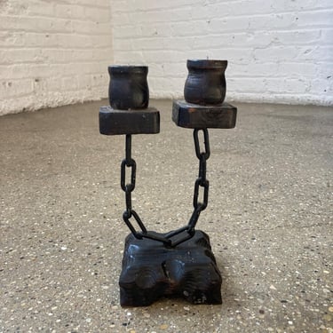 Vintage Welded Chain Candle Holder 