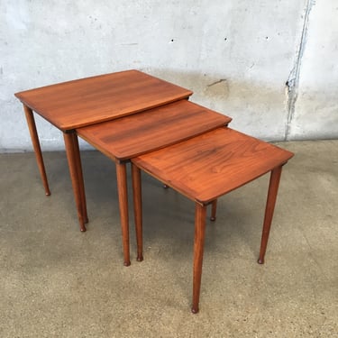 Set of Three Danish Mid Century Modern Wooden Nesting Tables