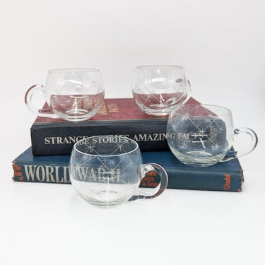 Vintage Starburst Glass Cups, Set of 4 