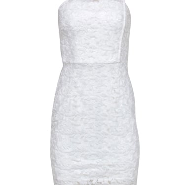 Reiss - White Lace One-Shoulder Midi Dress Sz 2
