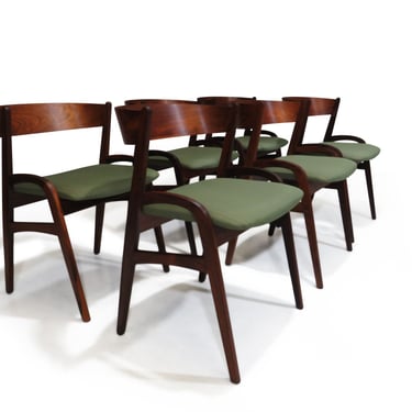 Six Danish Rosewood Curved Back Dining Chairs