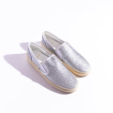 SAINT LAURENT Silver Glitter Sneakers (Sz. 38.5)