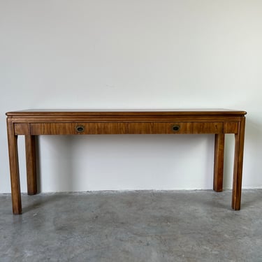 Vintage Drexel Heritage Campaign Style Two - Drawers Console Table 