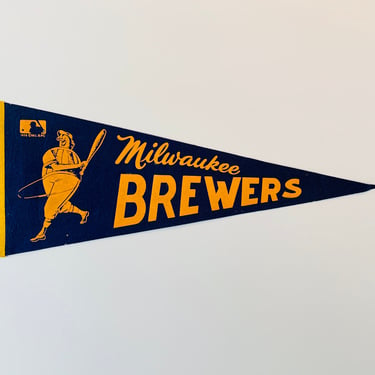 Vintage Milwaukee Brewers MLB Full Size Pennant circa 1970 - As Is Condition 