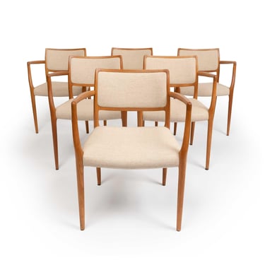 Vintage Niels Otto Møller #65 Arm Chairs in Solid Teak Set of 6 