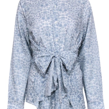 Ann Mashburn - Light Blue &amp; White Paisley Print Button Down Shirt Sz XL
