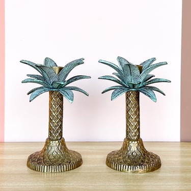 Pair of Palm Tree Candlesticks