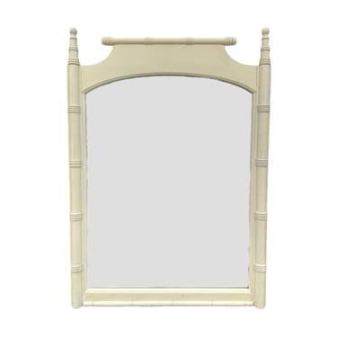 Faux Bamboo Mirror 42x30 LOCAL PICKUP Vintage Creamy White Coastal Hollywood Regency Style 