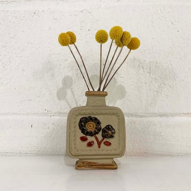 Vintage Small Vase Mid Century Stoneware Pottery David Stewart Style Flower Power Floral Bud Made in Japan 1960s 